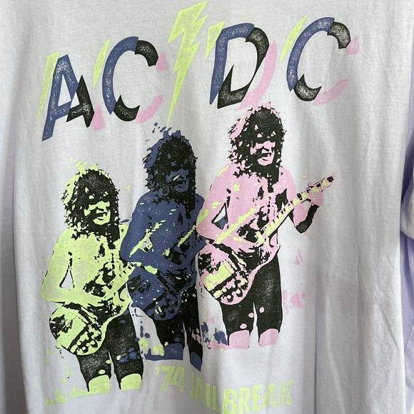Anthropologie LeLuv Size XL ACDC Graphic Band Tour Tee Rock USA Cotton New Af17 - Picture 6 of 10